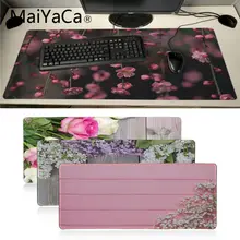 MaiYaCa  Purple pink White Flower Wood Pattern Lovely gamer play mats Mousepad Anime Cartoon Print Large Size Game Mouse Pad