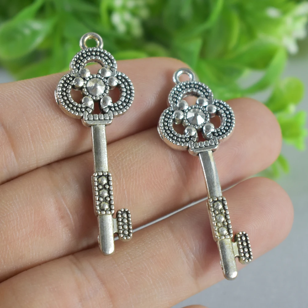 6pieces 42x15mm Antique Silver Charm Pendant Key Jewelry Making DIY Handmade Craft | Украшения и аксессуары