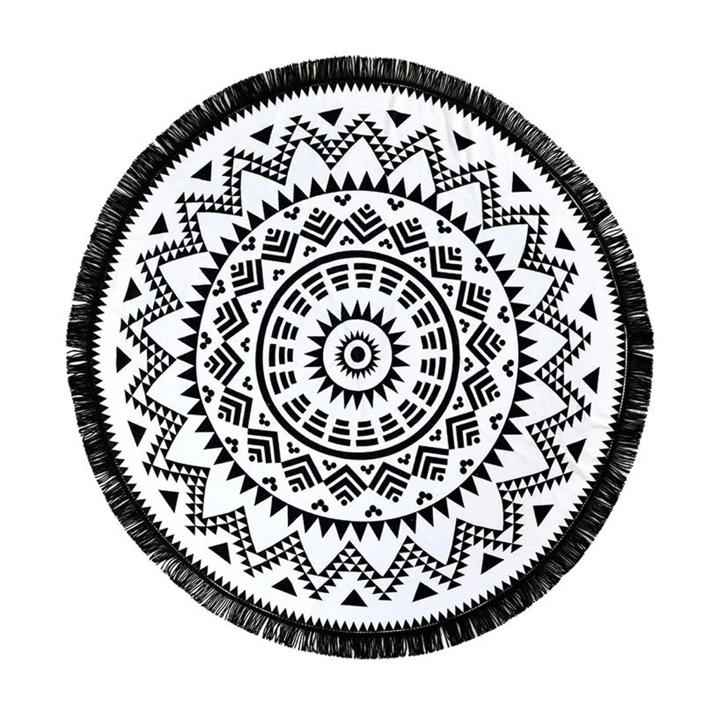 Towel Mat Bohemian Hippie Round Yoga Beach Throw Tablecloth Mandala Tapestry gif