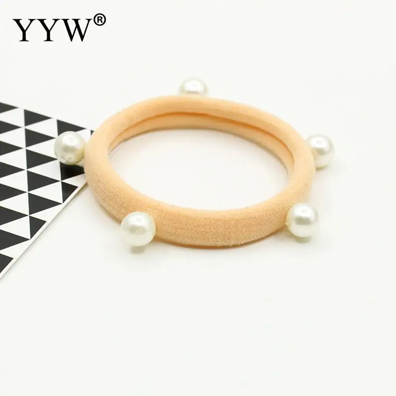 

YYW Ponytail Holder Rubber Band With Plastic Pearl Girl Children Safe Elastic Hair Bands Ponytail Holder Kids Hair Accessories