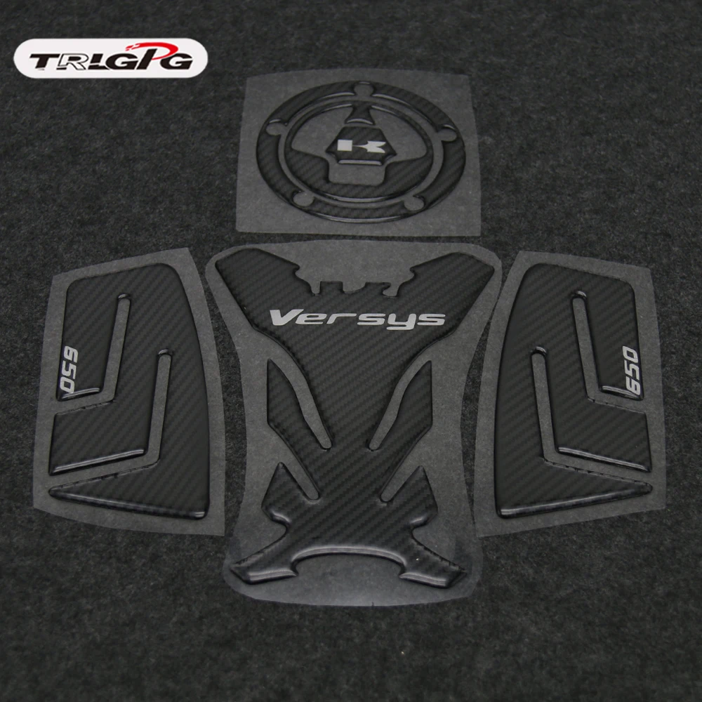 

Free shipping 3D Carbon Fiber Tank Gas Cap Pad Filler Cover Fish bone Sticker Decals For KAWASAKI Versys 650 VERSYS650