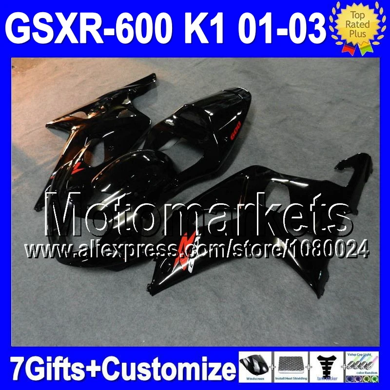 +Cowl For SUZUKI K1 GSX R600 ALL Black GSXR 600 M34428 GSX R600 GSXR