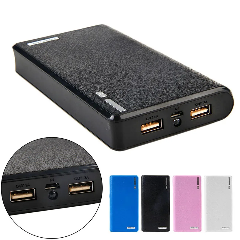 Универсальный чехол для аккумулятора с двумя usb портами 6x18650 зарядное устройство