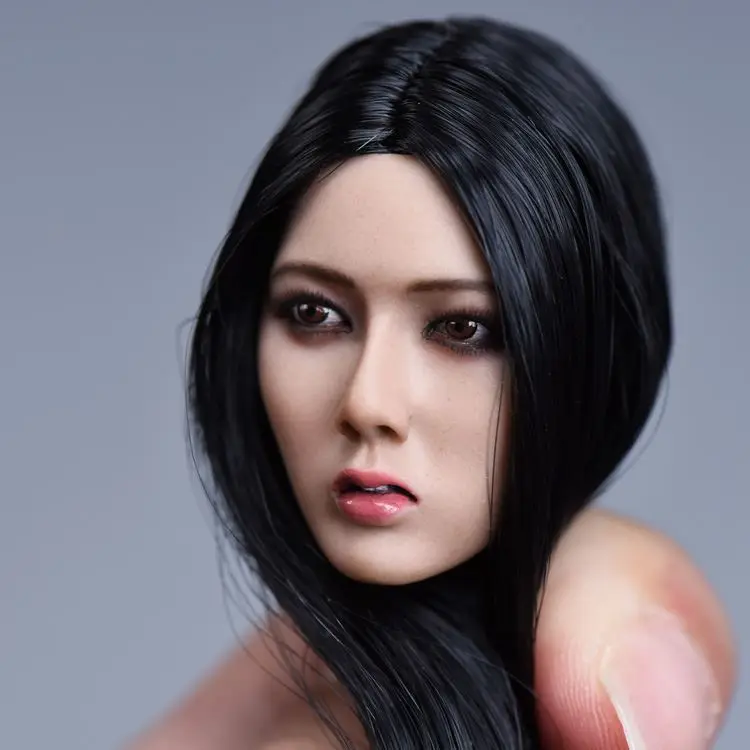 1/6 масштабная азиатская женская короткая черная голова для волос, длинные волосы, Сю, девушка, модель головы F 1" HT, женский, для загара, коло, фигурка, кукла