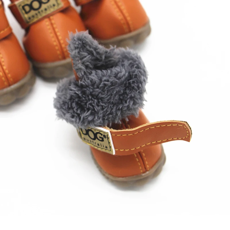 Обувь для собак зимняя водонепроницаемая обувь для маленьких собак теплые зимние сапоги для собак на флисовой подкладке мягкая резиновая подошва противоскользящая обувь из искусственной кожи/замши для чихуахуа