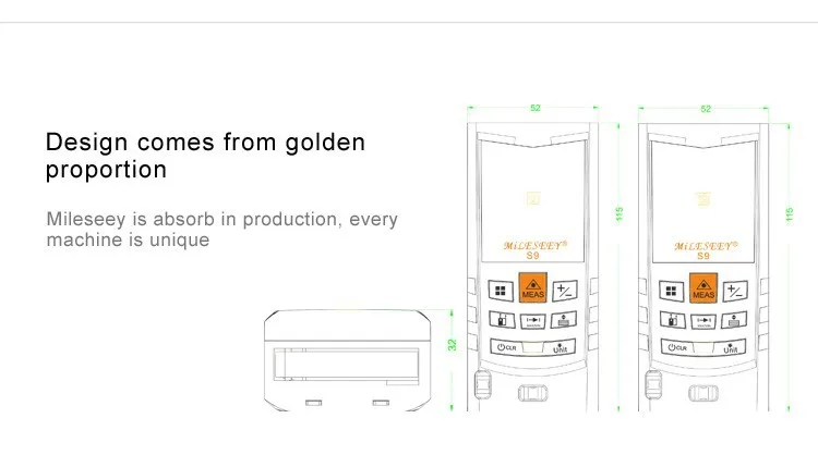 Лазерный диастиметр для измерения на расстоянии Mileseey S9 100 м лазерный дальномер синий с пузырьком уровня