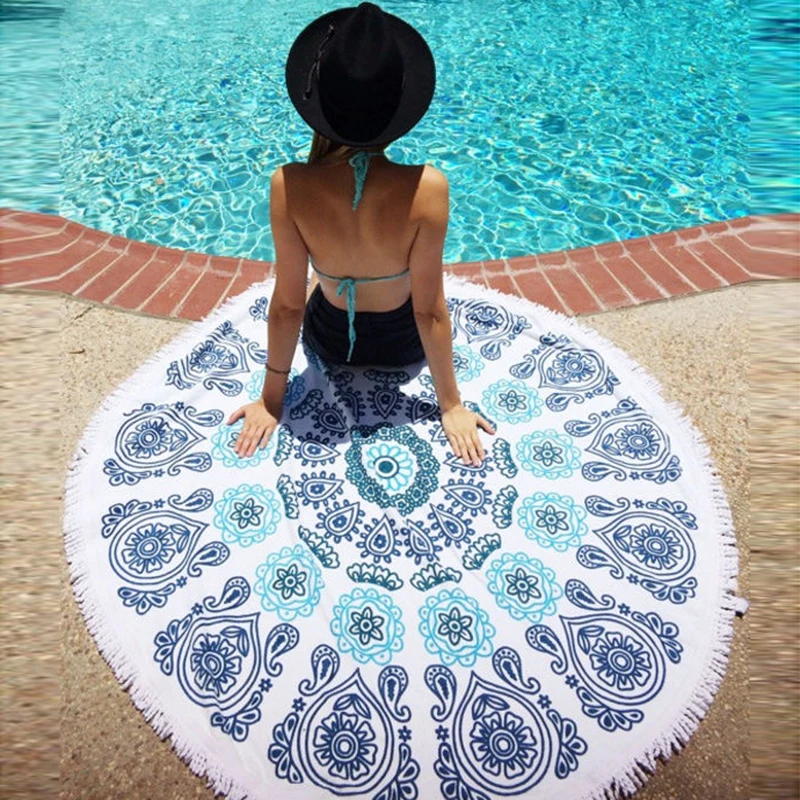 2016 Summer Large Round Beach Towel Geometric Printed Colorful Sand Beach Swim Towel with