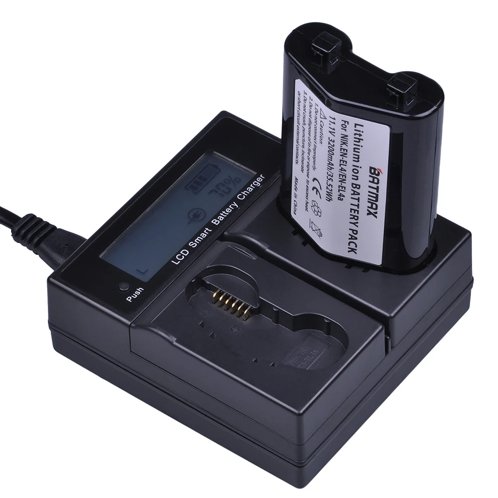 

1Pc 3200mAh EN-EL4a ENEL4a EN EL4 EL4 Camera Battery Akku + Rapid LCD Dual Charger for Nikon D3S D2H D2Hs D3 D2Xs D2X D300 F6 D2