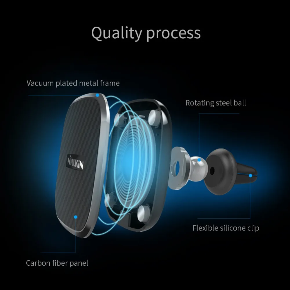NILLKIN автомобильное магнитное Быстрое беспроводное зарядное устройство для samsung Galaxy S9/S9 Plus Qi Беспроводное зарядное устройство держатель телефона Подставка для iPhone X 8
