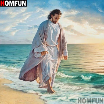 

HOMFUN Full Square/Round 5D DIY Diamond Embroidery "Religious Jesus" Diamond Painting Cross Stitch Rhinestone 5D A15598