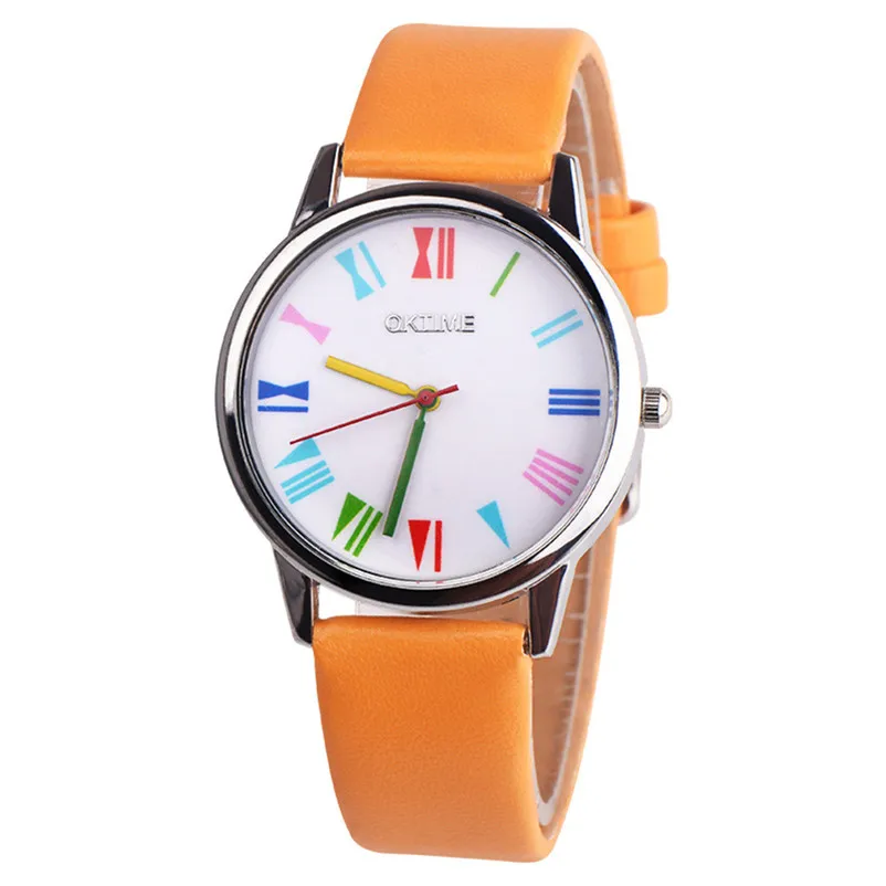 Fashion women's watches 2018 fashion Retro Rainbow Design Leather Band Analog Alloy Quartz Wrist Watch relogio feminino Y06 (8)