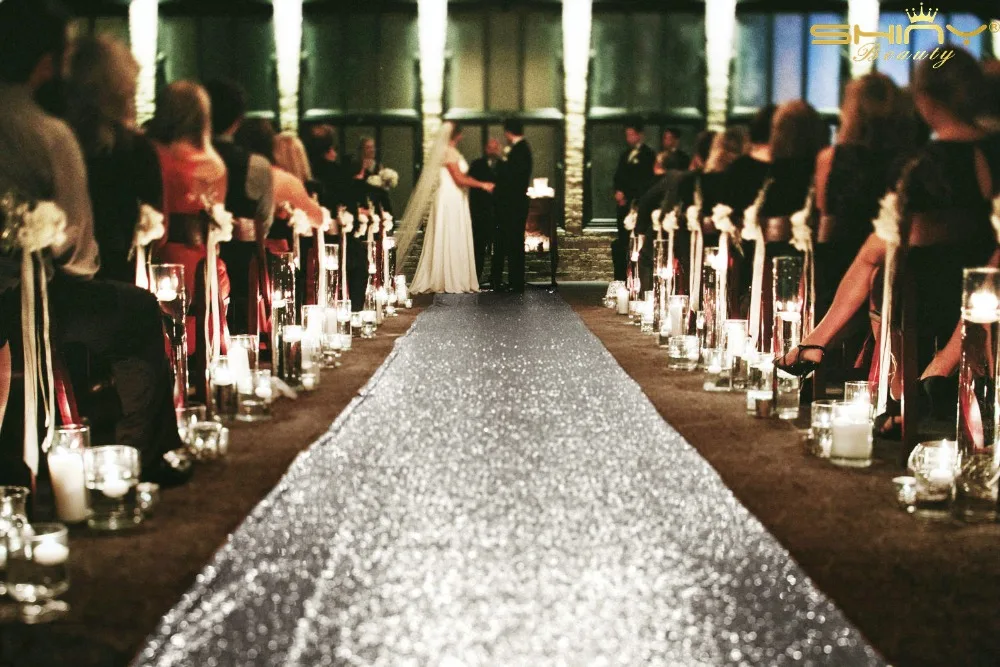 

ShinyBeauty 4x25FT Aisle Runner-Gold AisleSilver/Gold/Blue Runner Marriage Carpet Curtain Wedding party Backdrop Decor-
