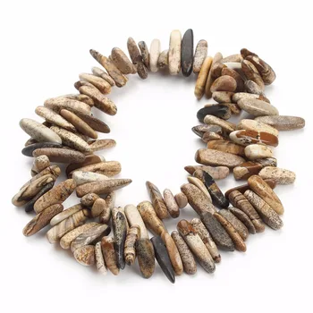 

1Strand Approx.40cm/16" Natural Stone Loose Semi Precious Irregular Gravel Brown Chip Veins Picture Created Stone Beads Jewelry