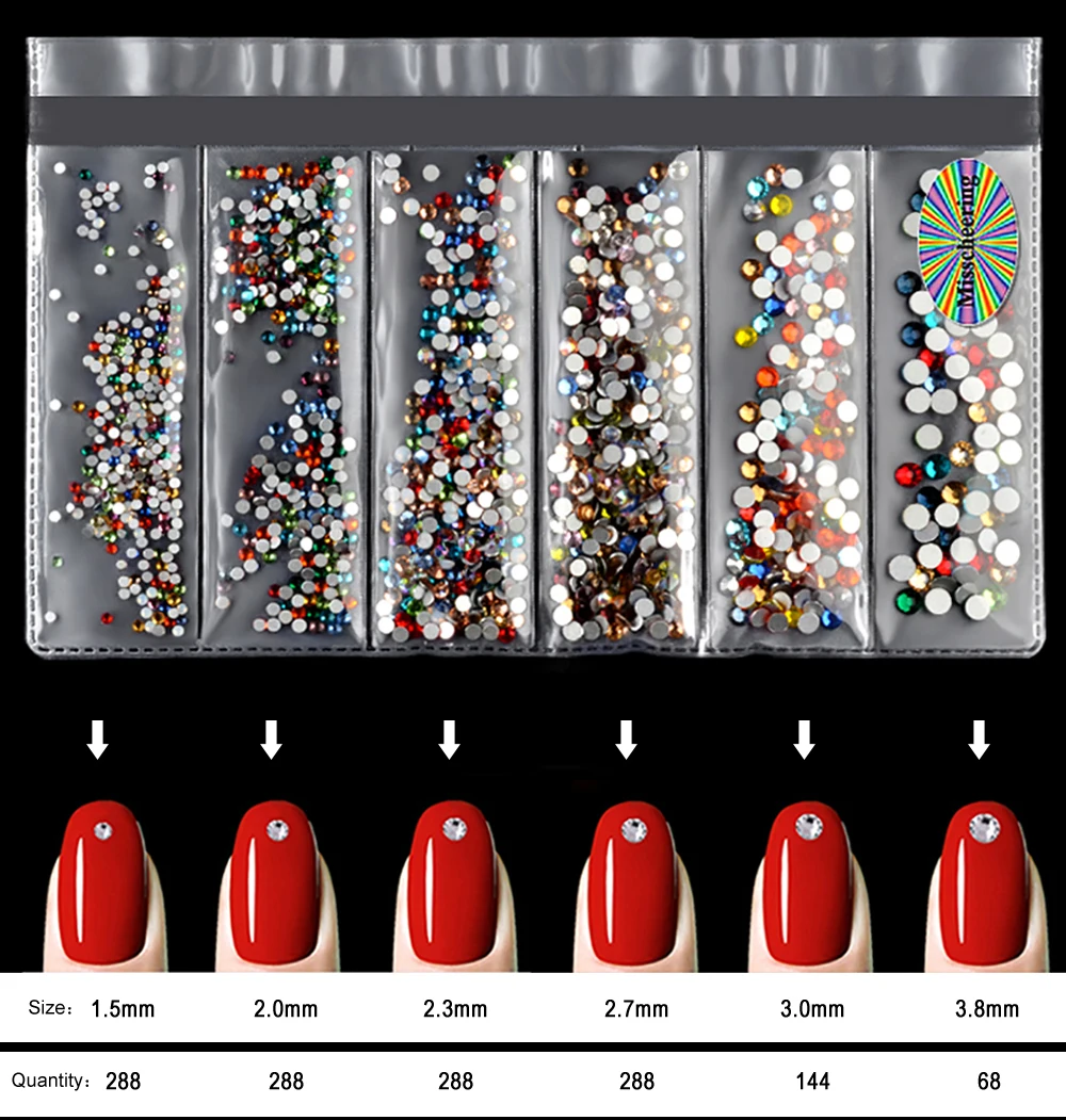 Fulljion Стразы для ногтей смешанные размеры, дизайн ногтей украшения Кристалл страз блестящие драгоценные камни ногти "сделай сам" дизайн аксессуары инструменты