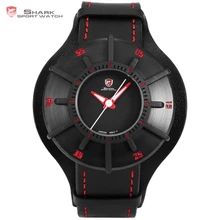 Шелковистая акула спортивные часы 3 D ремесло черный красный Топ люксовый бренд часы для мужчин подлинный кожаный полосатый ремешок задняя крышка кварцевые часы/SH483