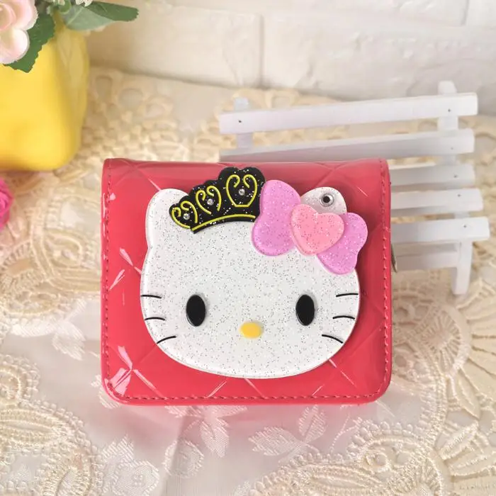 Милые кошельки с героями мультфильмов hello kitty от известного бренда, женские кожаные кошельки с волшебным зеркалом для девушек, клатчи, дамские вечерние кошельки - Цвет: 16