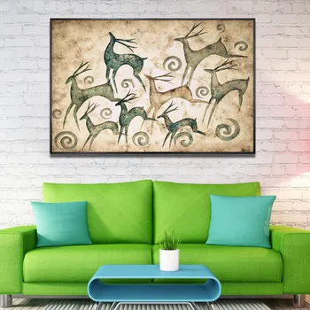 

YongHe Nordic style Rich Deers Abstract Decorative Painting Customizable Sizes Spray Painting wall deco Frameless Euro Poster