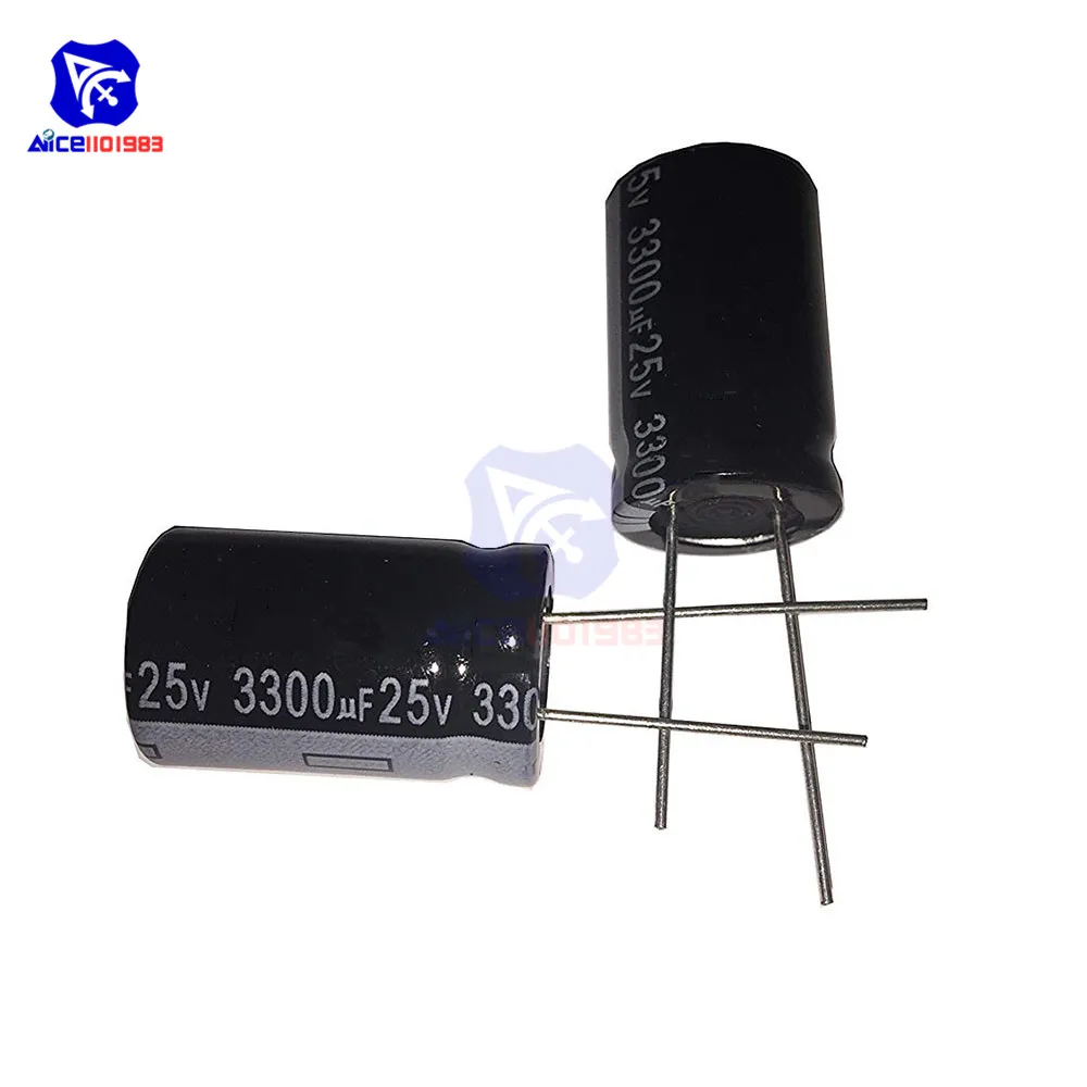 

10PCS/Lot Redial Lead Aluminum Electrolytic Capacitor 25V 3300uF Capacitance 16*25mm Low ESR Electrolytic Capacitor