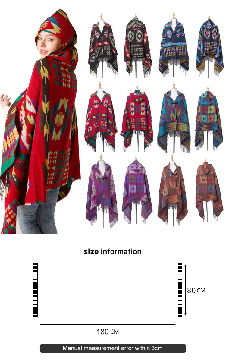 Mingjiebihuo Новая мода осень зима теплая плотная Удобная шаль плащ для женщин девочек народное праздничное пончо шарф