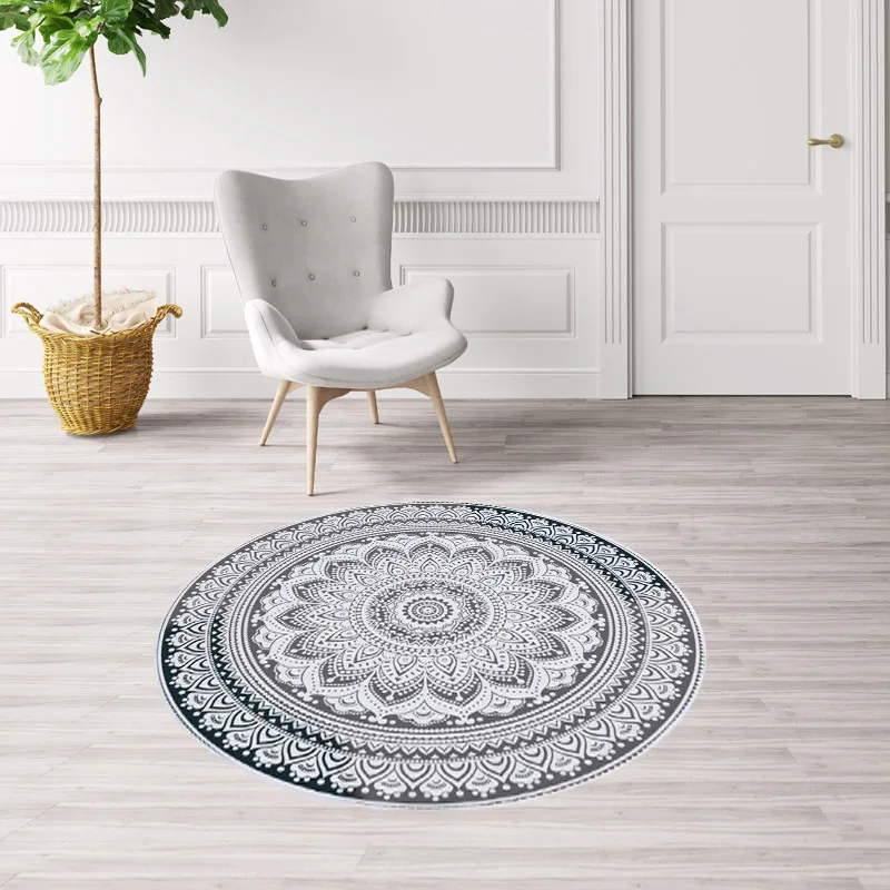 Anti-Slip Round Rugs for Living Room Doormat Mandala Print Carpet Door Floor Mats for Bedroom Bohemia Kids Chair Mats Home Decor Anti-Slip Round Rugs for Living Room Doormat Mandala Print Carpet Door Floor Mats for Bedroom Bohemia Kids Chair Mats Home Decor