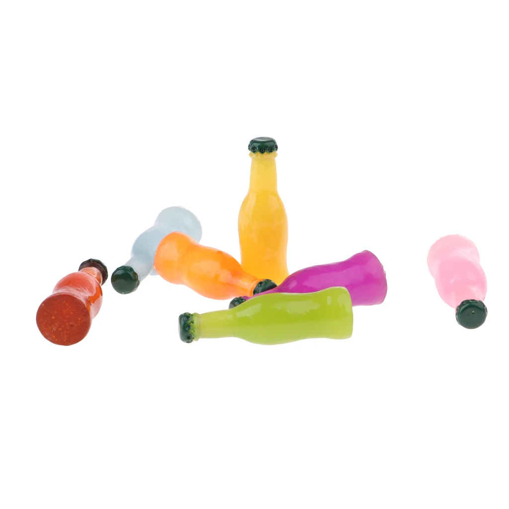12th Dollhouse Miniature Colorful 7pcs Juice/Cocktail Bottles Kitchen Foods Groceries Accessories Decoration