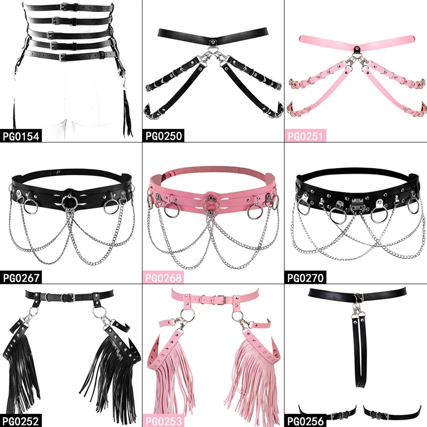 Leather Harness Stockings High Garter Belt for Women Black Sexy Bondage Shorts Plus Size punk goth Festiva Club Party Dance