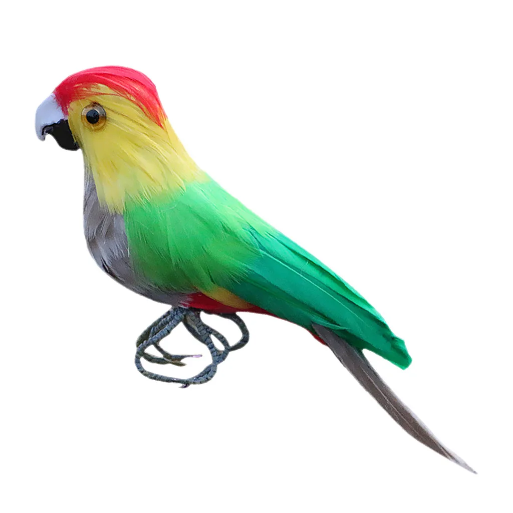 Artificial Xmas Colorful Feathered Birds Parrot, Magpie Tree Decorations Craft Ornaments PE Plastic+ Artificial Feather