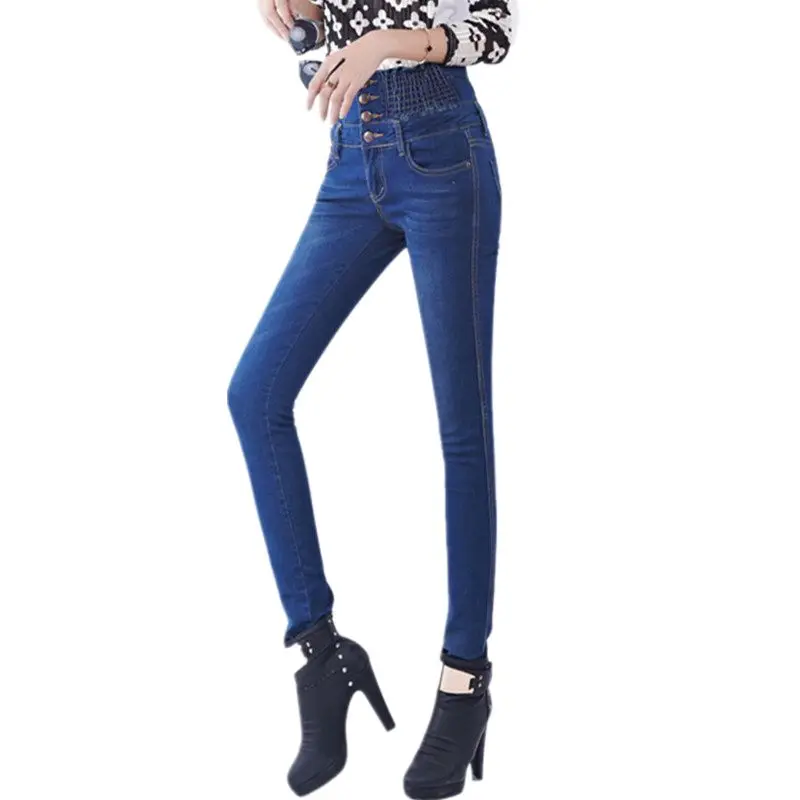 

Women Skinny High Waist Jeans Woman Pencil Pants Stretch Waist Women Jeans Pants 2019