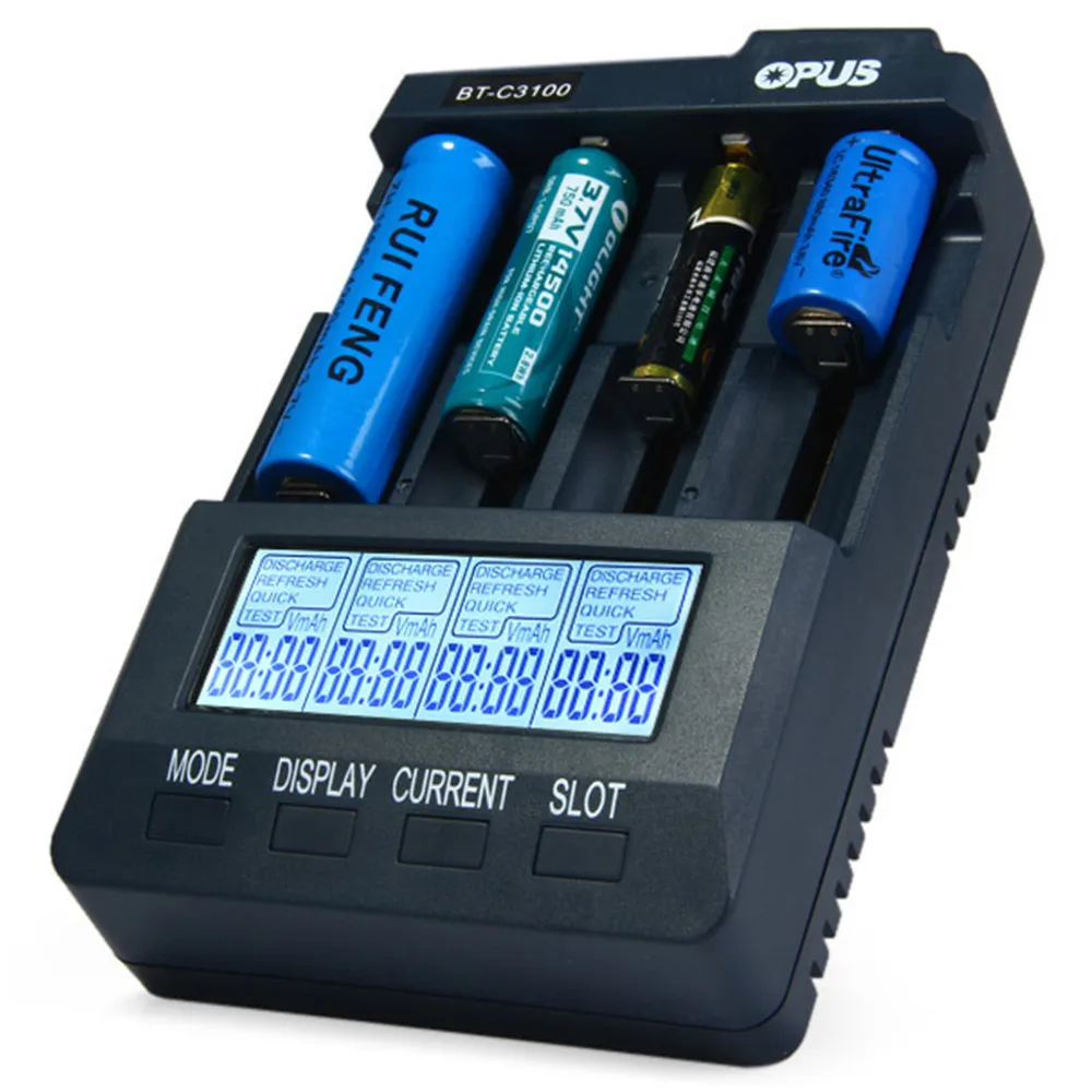 

Opus BT-C3100 V2.2 Smart Universal LCD LI-ion NiCd NiMh AA AAA 10440 14500 16340 17335 17500 18490 17670 18650 Battery Charger