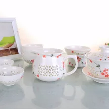 9в1 фарфоровый чайный сервиз Gongfu-140 мл чашка Gaiwan+ кувшин+ фильтр+ 6 чашек-красный