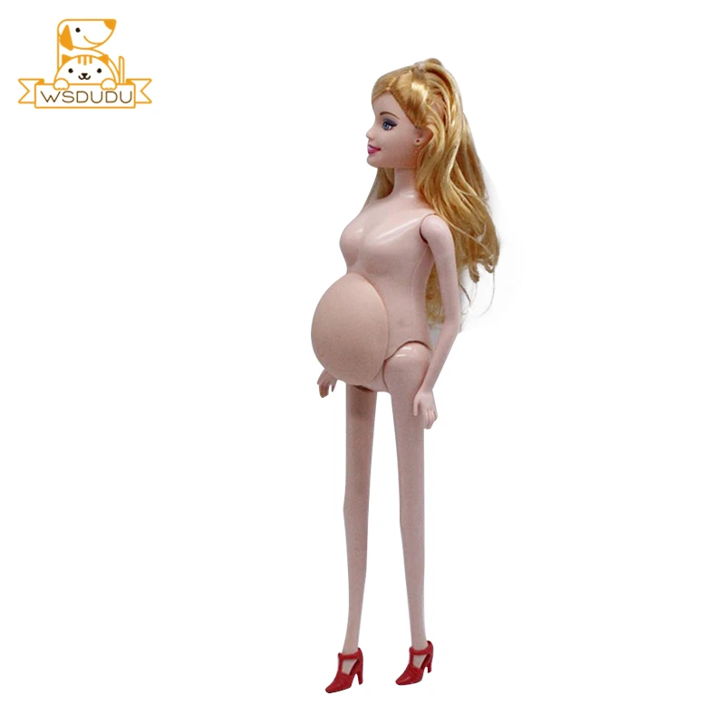 Беременная мама сестра куклы Reborn Baby коричневые длинные прямые волнистые волосы