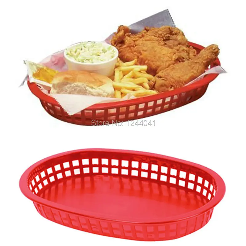 Buy Hot 12pcs/lot Large Fast Food Platter Basket Red