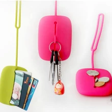 Милые маленькие однотонные сумки для мелочи для женщин и девушек, цветные силиконовые сумки для ключей, кошелек, маленькая сумка, висящий кошелек, сумка, чехол