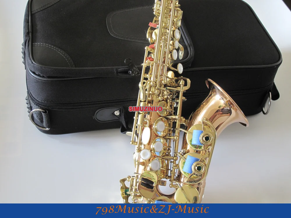 

Curved Soprano Saxophone Bb key to High F key and G Key Phosphor Bronze Copper Body and Gold Lacquer Keys