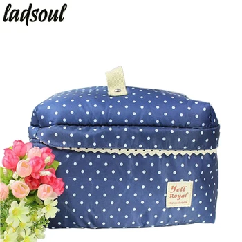 

LADSOUL Large Capacity Cosmetic Bag Korean Makeup Bag Lovely Dot Travel Organizer Bags Good Quality Portable Storage sh470/g