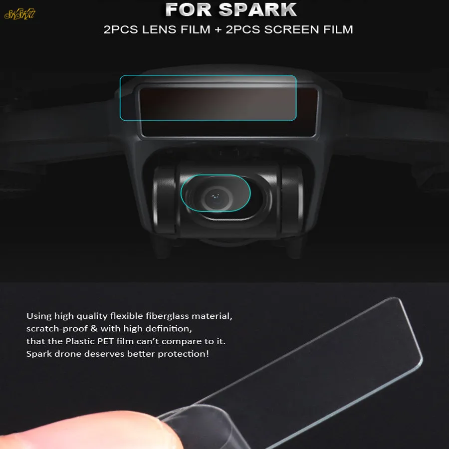 Flexible Fiberglass 3D Sensor Screen /& Camera Lens Film Protector for DJI Spark