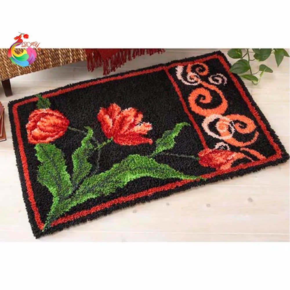 Knitting Latch Hook Kit Rug Cushion Mat DIY Craft Cross Stitchcarpets