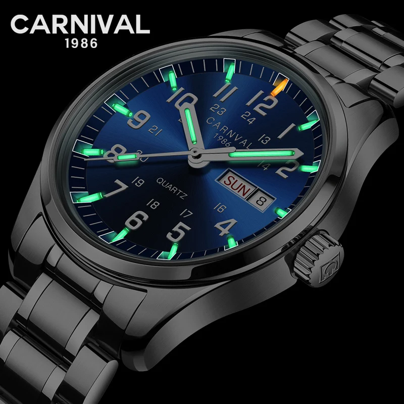  Carnival military T25 luminous xenon watch men's top luxury brand quartz watch men's watch all stee