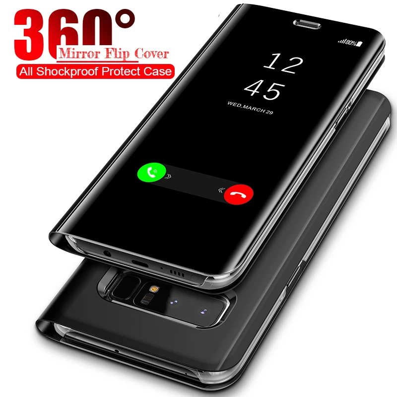 Зеркальный умный чехол книжка из кожи для XiaoMi Mi8 SE Lite MiA1 MiA2 Pocophone F1 Poco Mi 8 A1 A2 кожаный