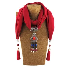 Fashion Pendant Scarf Rhinestones Tassels Jewelry Scarves Beads Diamond Ponchos Necklace Collar Shawl