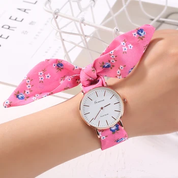 

Montre Vogue Floral Strap Wristwatch Women's Jacquard Cloth Quartz Watch Geneva Bracelet Watches Relogio Feminino Dropshipping