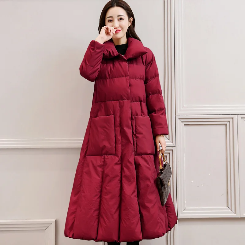 Fashion Autumn winter coat women Outwear Big Pocket 2018 Long Slim Thick Cotton A-Line Female Jacket Winter Parkas With Belt
