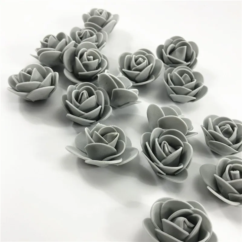 Foam Bear Mold PE Rose Artificial Flower Heads Rose Bear White Mold and Gift Box DIY Rose Bear Accessories Bag - Цвет: 500PCS gray