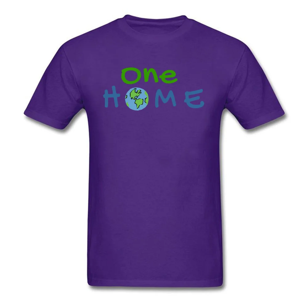 One Home Environmental Message Men Funny Tops Shirts Crewneck Thanksgiving Day Pure Cotton T Shirt Family Short Sleeve T Shirt One Home Environmental Message purple