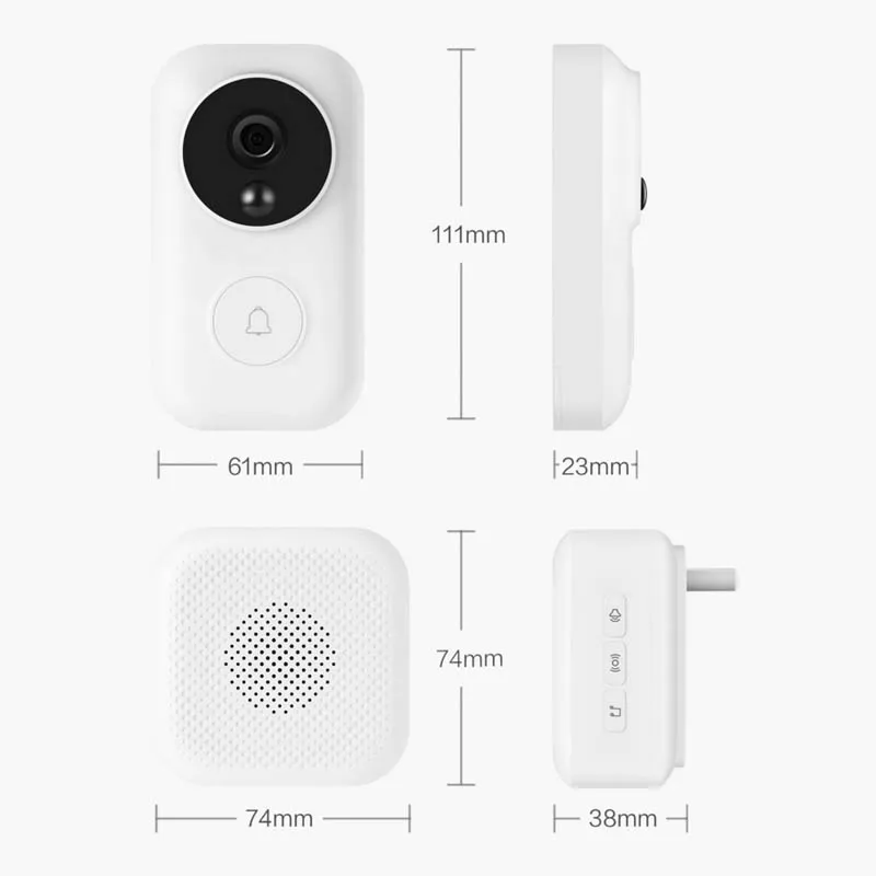 Xiaomi Zero AI распознавание лица ИК Ночное Видение 720P видео дверной звонок набор