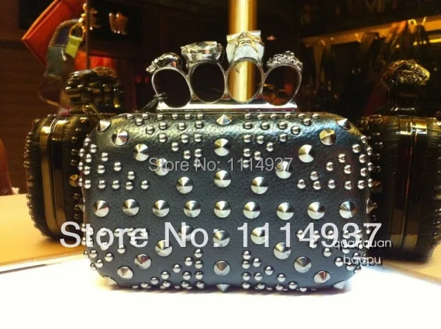 2013 fashion vintage rivet national flag punk skull hand helds dinner small bags
