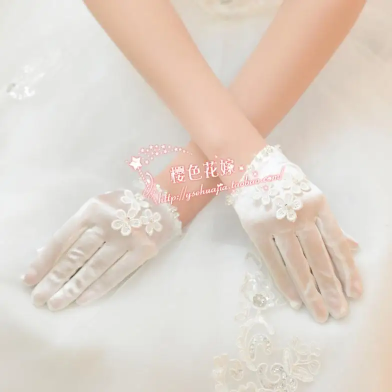 Wedding Gloves Bride Beige Satin Short Wedding Gloves Bride Beige Satin Short Paragraph Refers To Pack Accessories Flowers Full Finger 91 In Bridal From