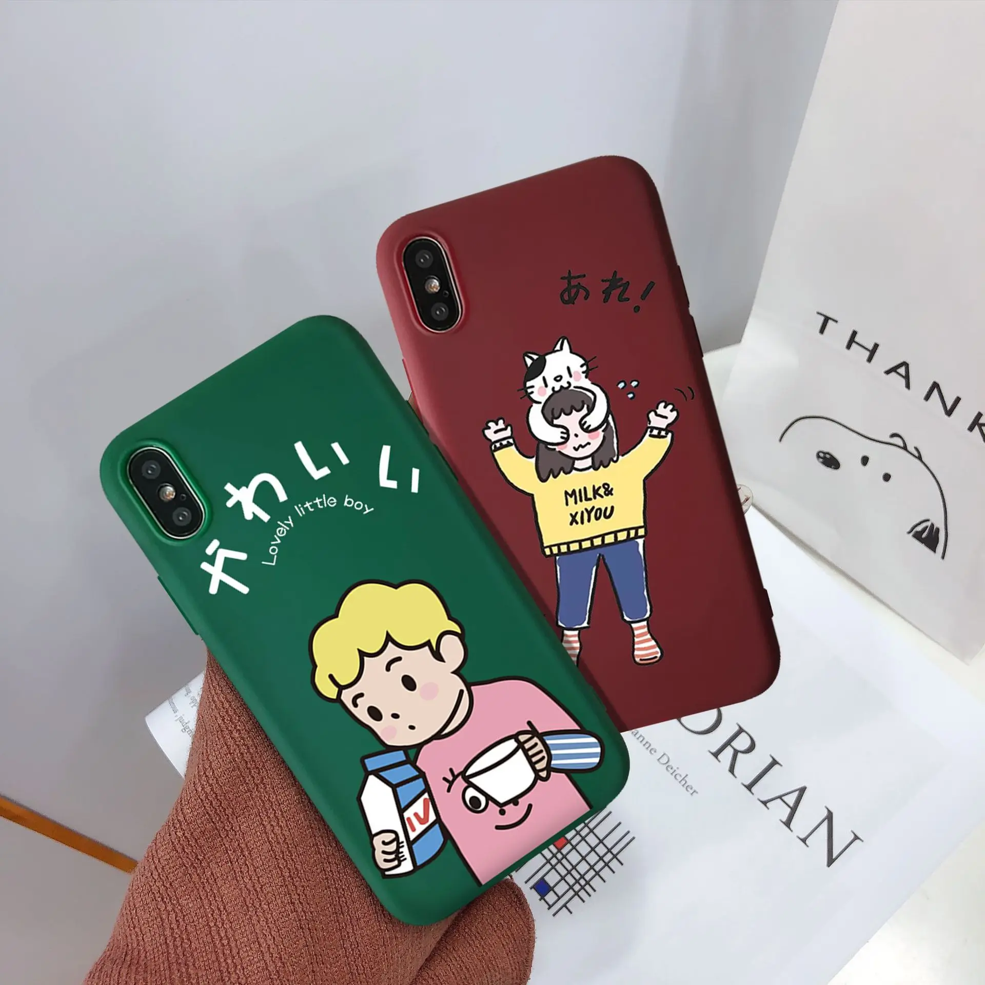 

Cute Soft TPU Cases For IPhone 6S 8 7 6 S Plus Matte Back Coque For IPhone X XS Max XR Cartoon Mouse Phone Cases Capa