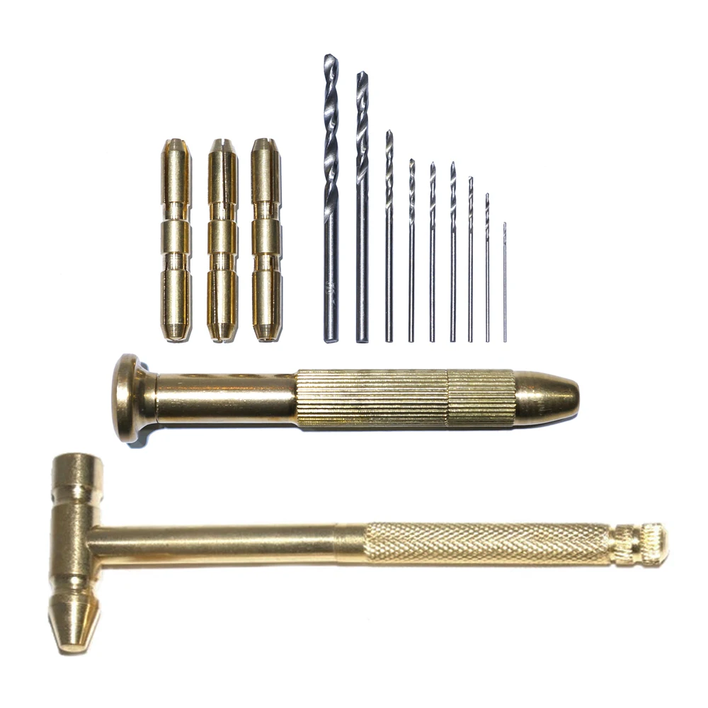 Multipurpose Mini Brass Hammer Screwdrivers Manual Twist Drill Bits Set