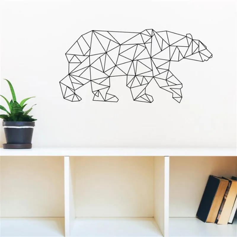 IDFIAF Geometric Bear Wall Decal Not all who wander are lost Sticker Art Decor Origami Design Mural quotes animal art | Дом и сад